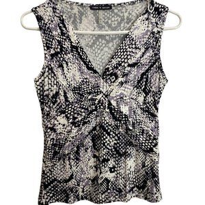 Women's Cable & Gauge Black, White & Purple Criss Cross Tank Top